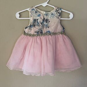 3/6 months Purple Rose baby Girls Floral Embroidered Embellished Dress